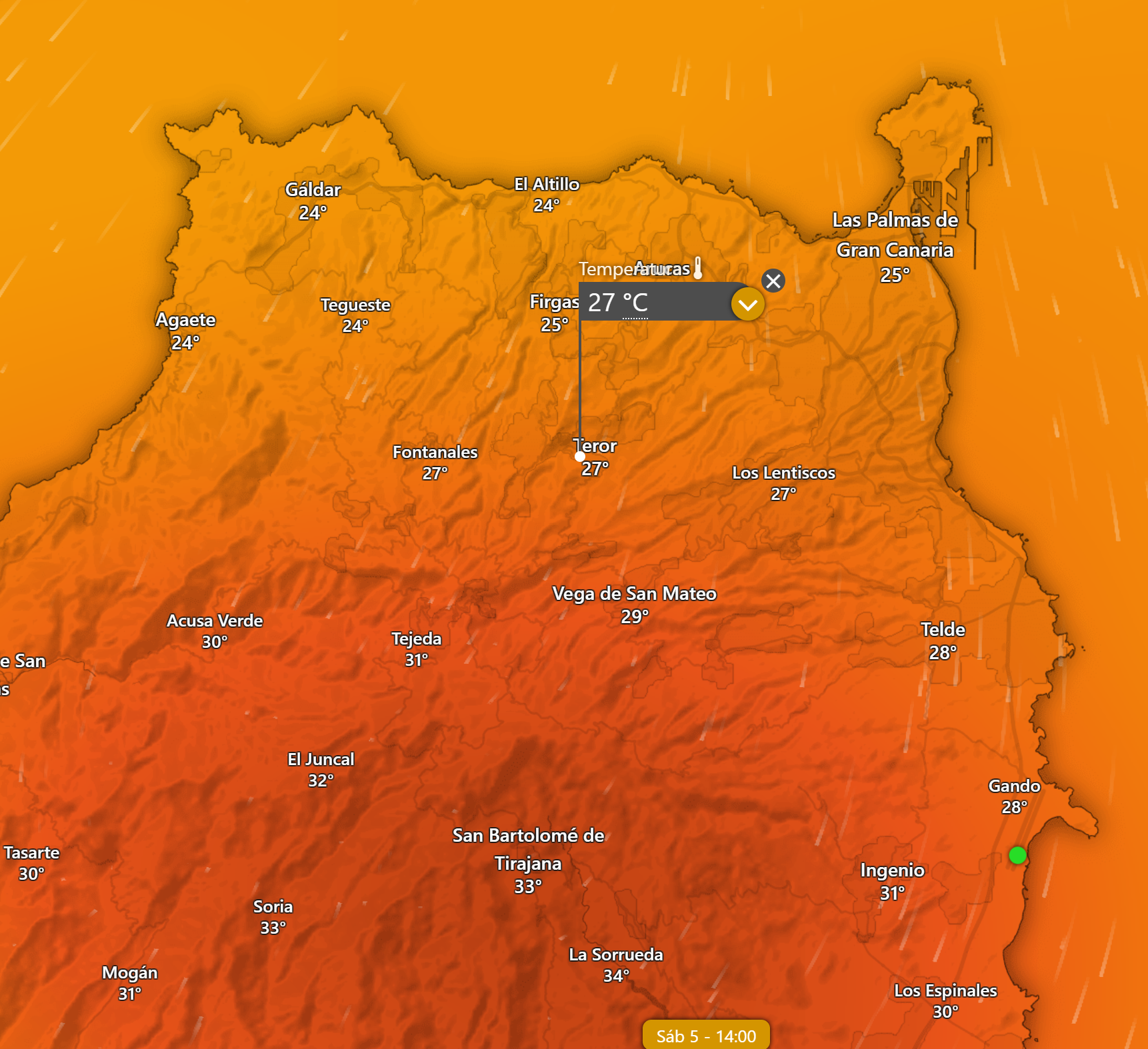 Previsión orientativa de temperatura para el 5 de septiembre
